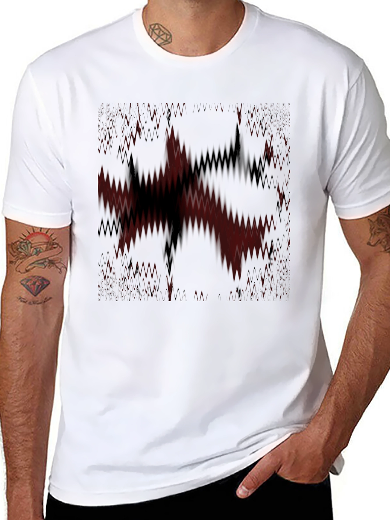 Abstract Graphic Print Tee - Black