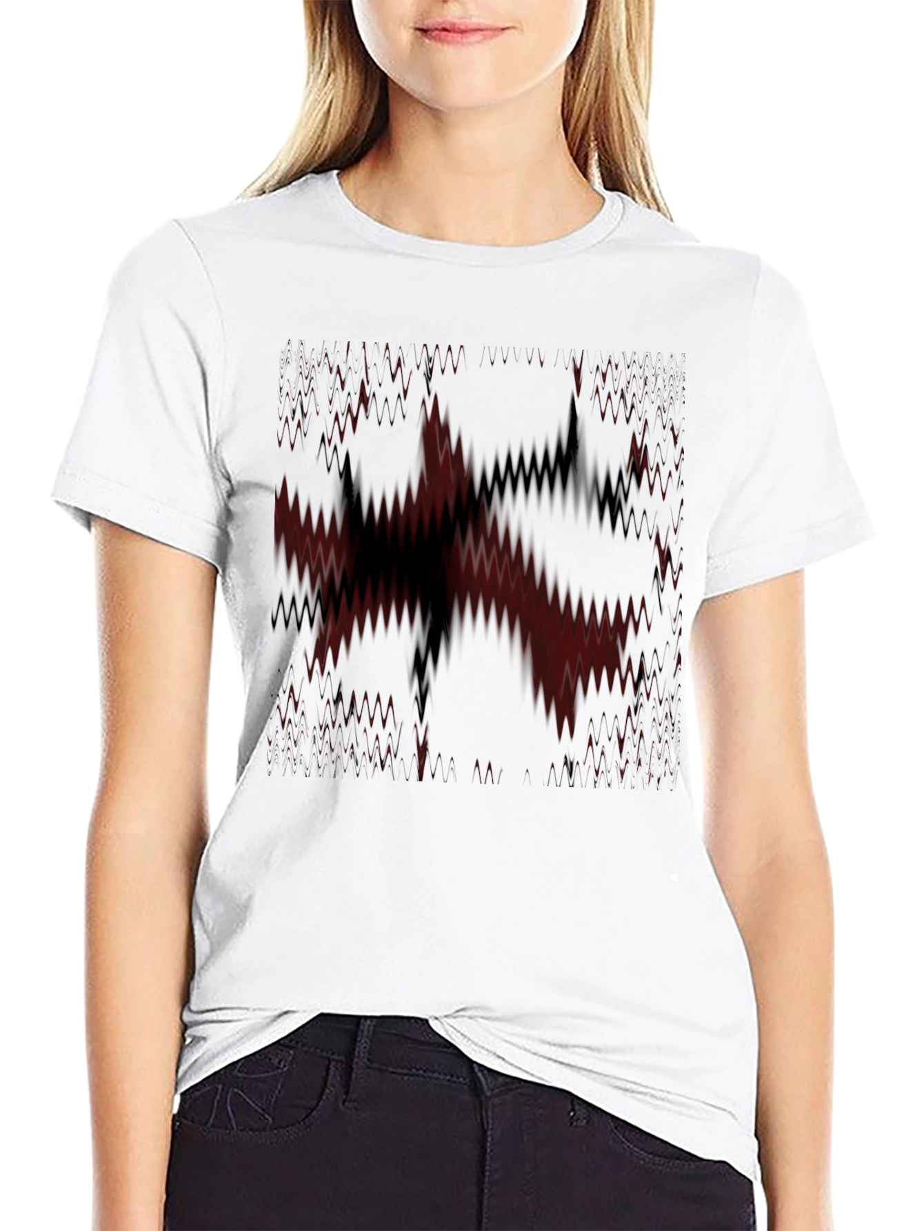 Abstract Graphic Print Tee - Black