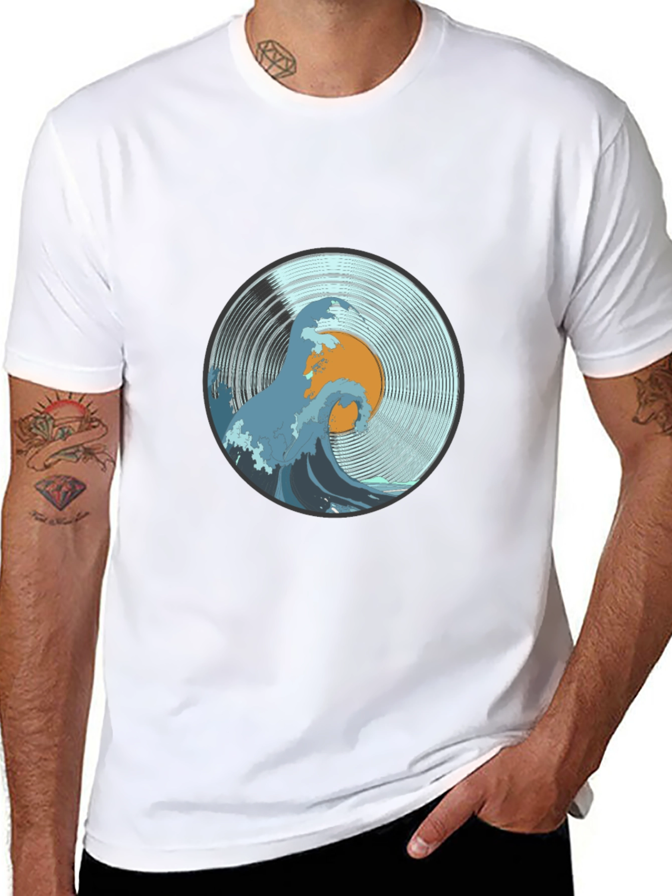 Wave Vinyl Record T-Shirt - Black