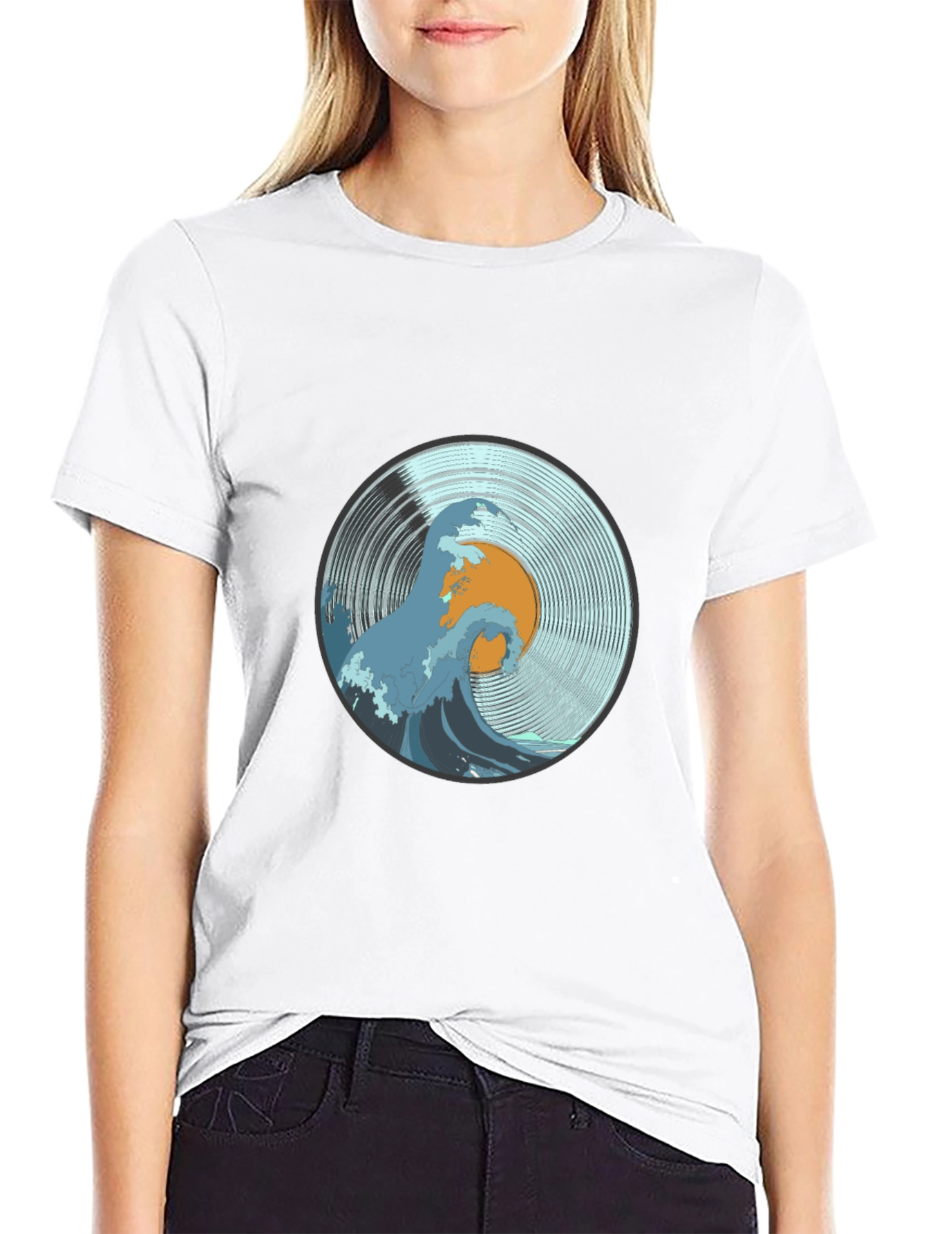 Wave Vinyl Record T-Shirt - Black