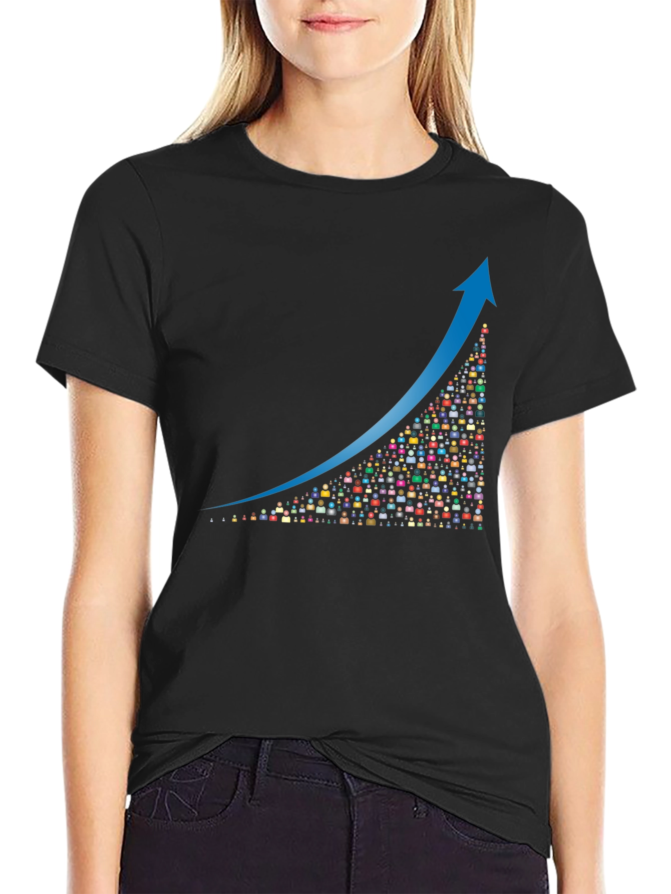 Growth Chart Graphic Tee - Black Cotton Blend T-Shirt