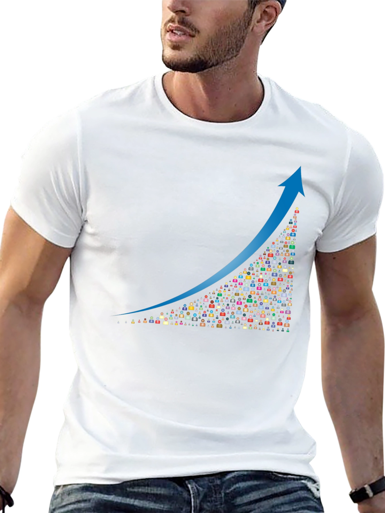 Growth Chart Graphic Tee - Black Cotton Blend T-Shirt