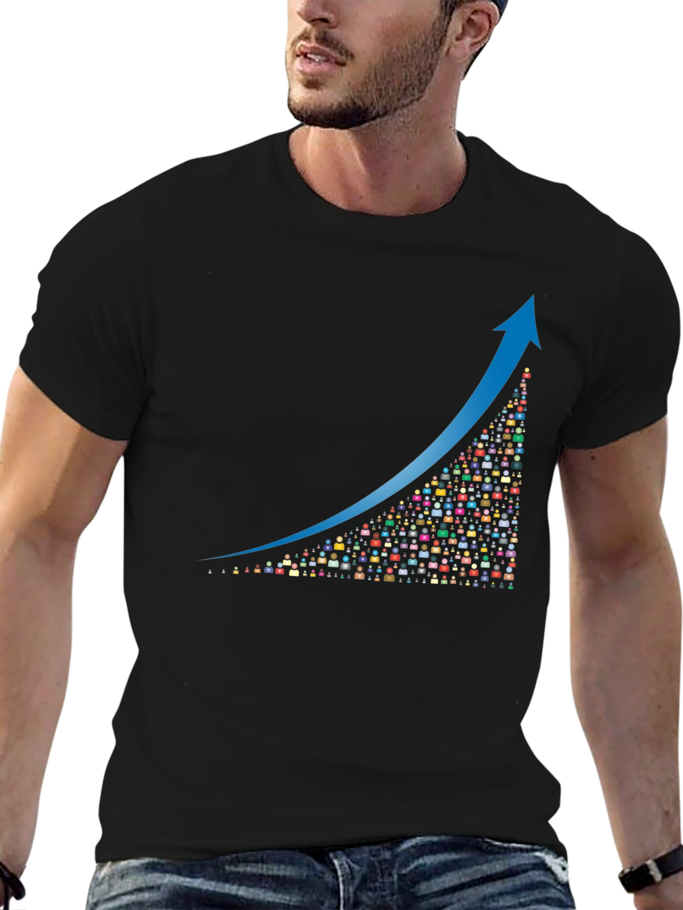 Growth Chart Graphic Tee - Black Cotton Blend T-Shirt