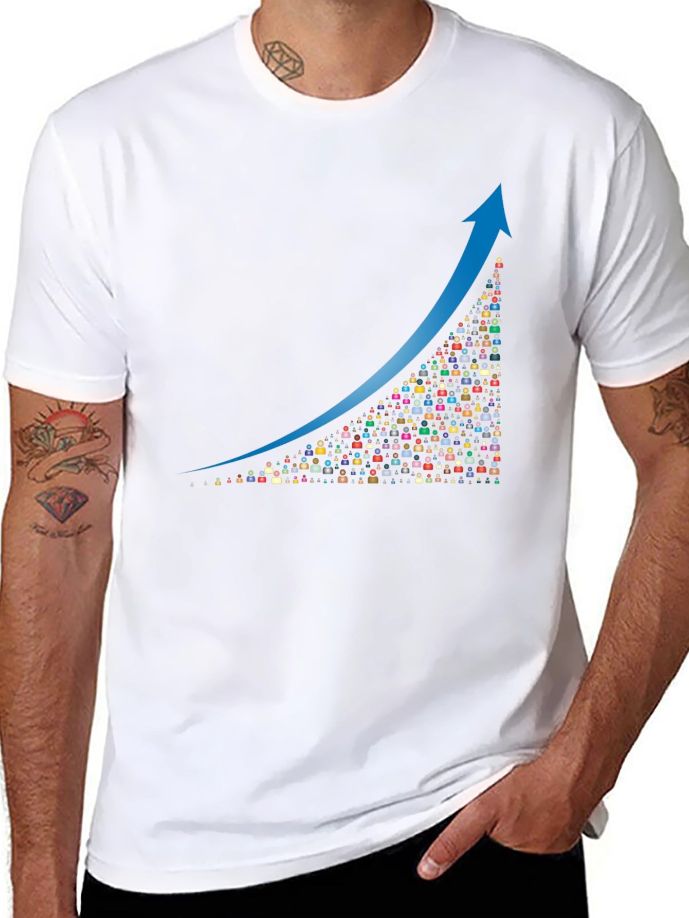 Growth Chart Graphic Tee - Black Cotton Blend T-Shirt