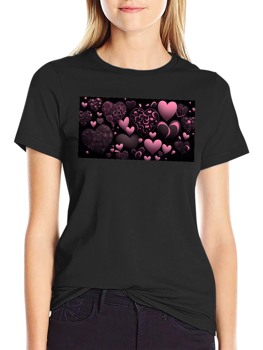Heart Print Black Graphic Tee