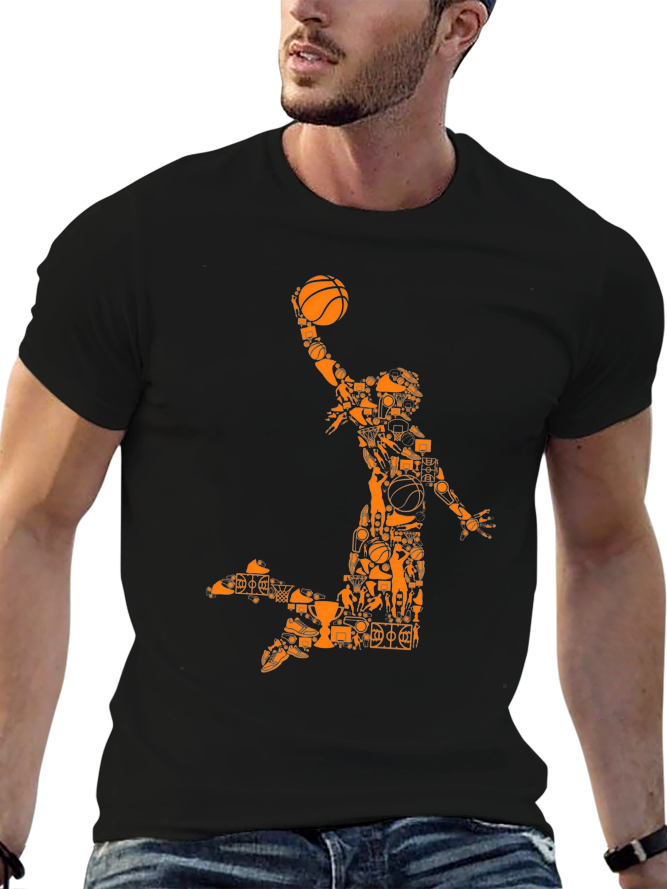 Basketball Player Graphic Tee - Black