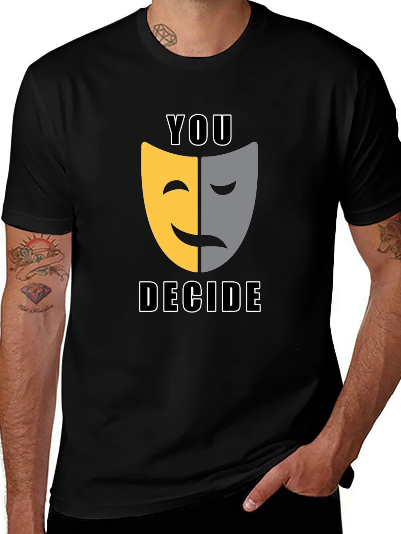 You Decide T-Shirt: Comedy Tragedy Mask Graphic Tee