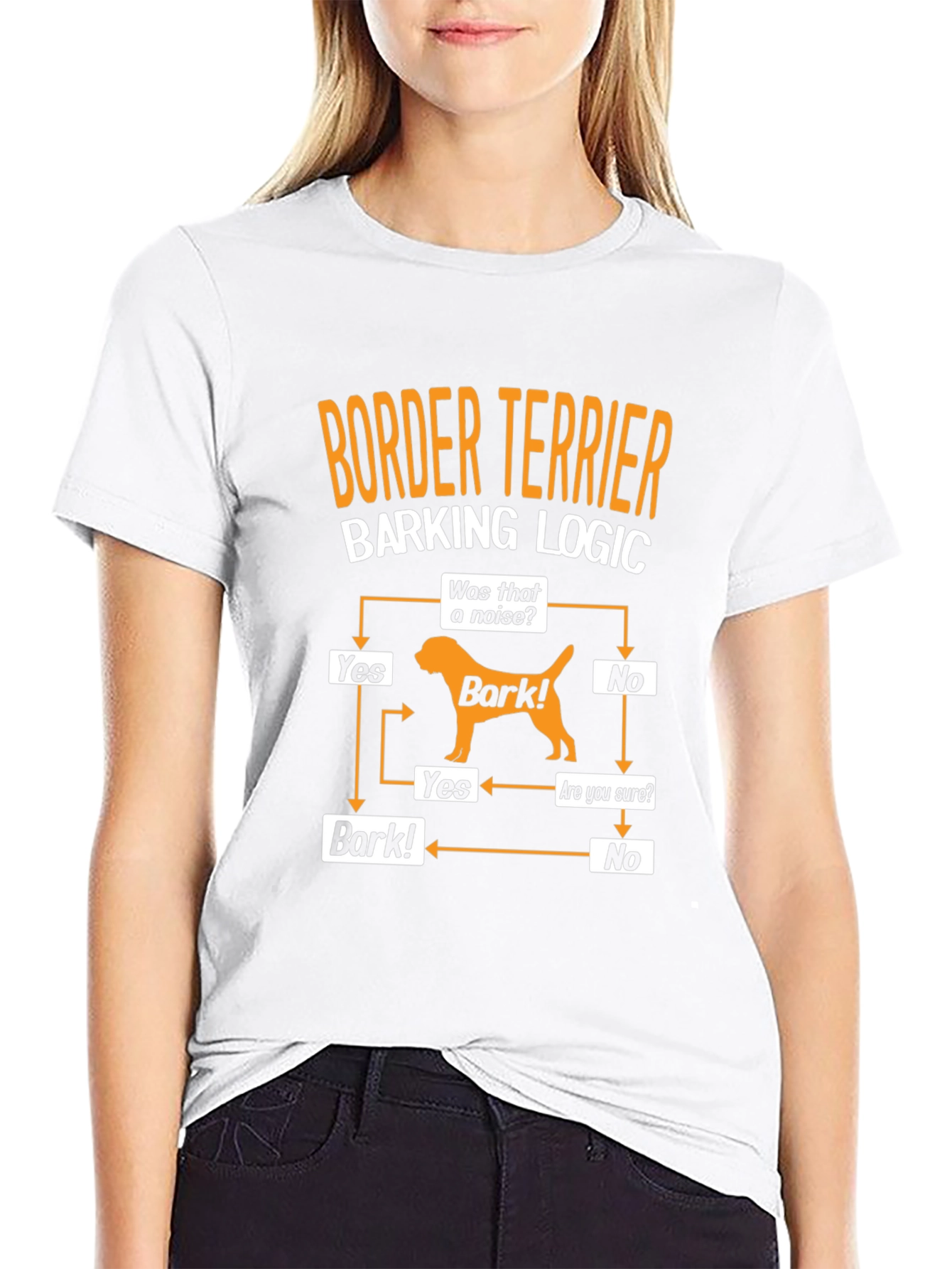 Border Terrier Barking Logic Black T-Shirt