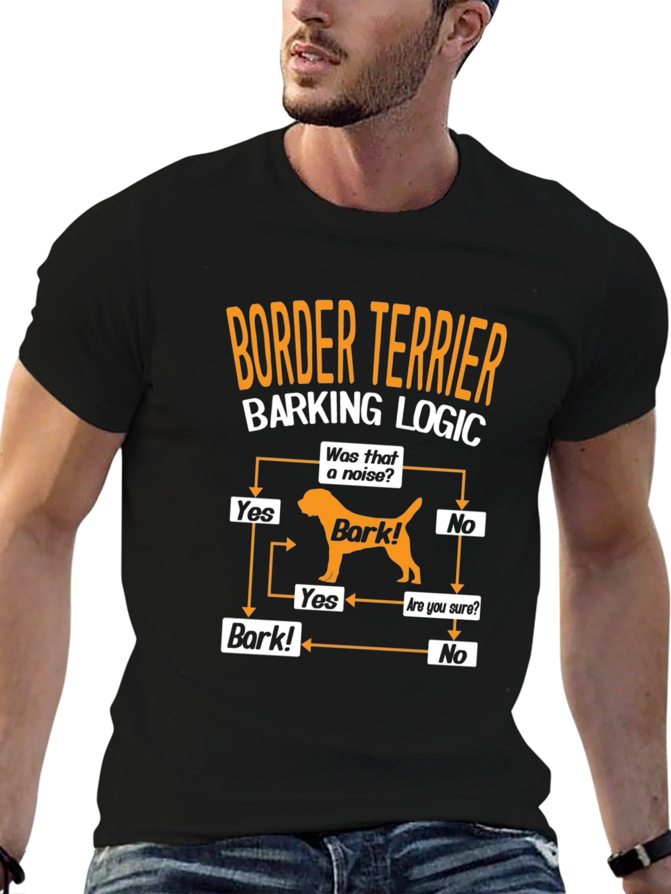 Border Terrier Barking Logic Black T-Shirt