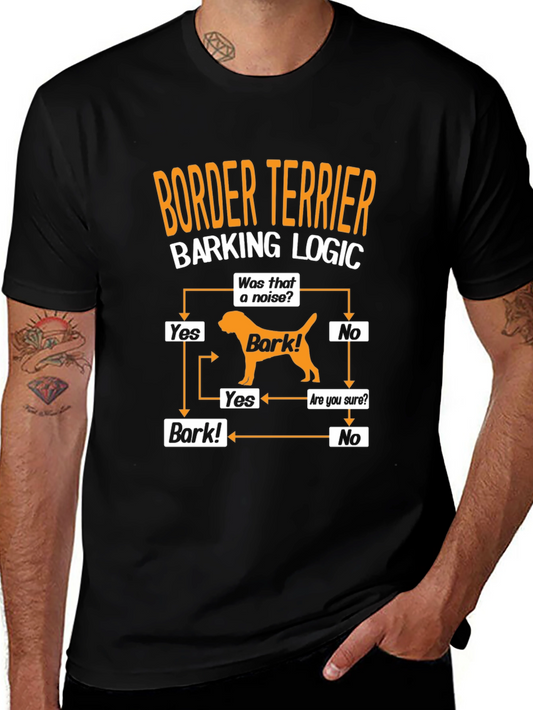 Border Terrier Barking Logic Black T-Shirt