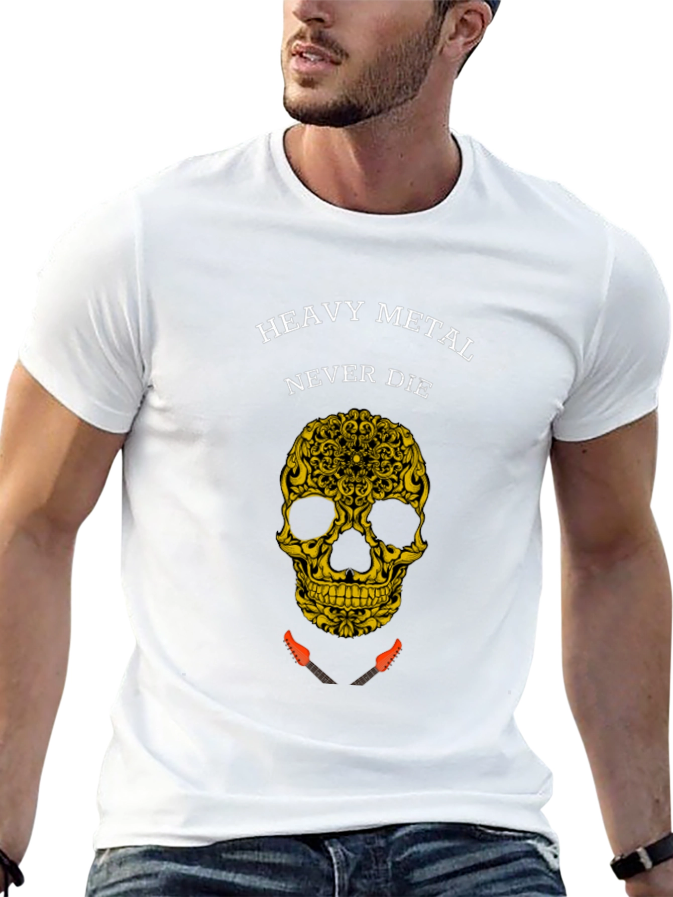 Heavy Metal Never Die Skull Graphic Tee
