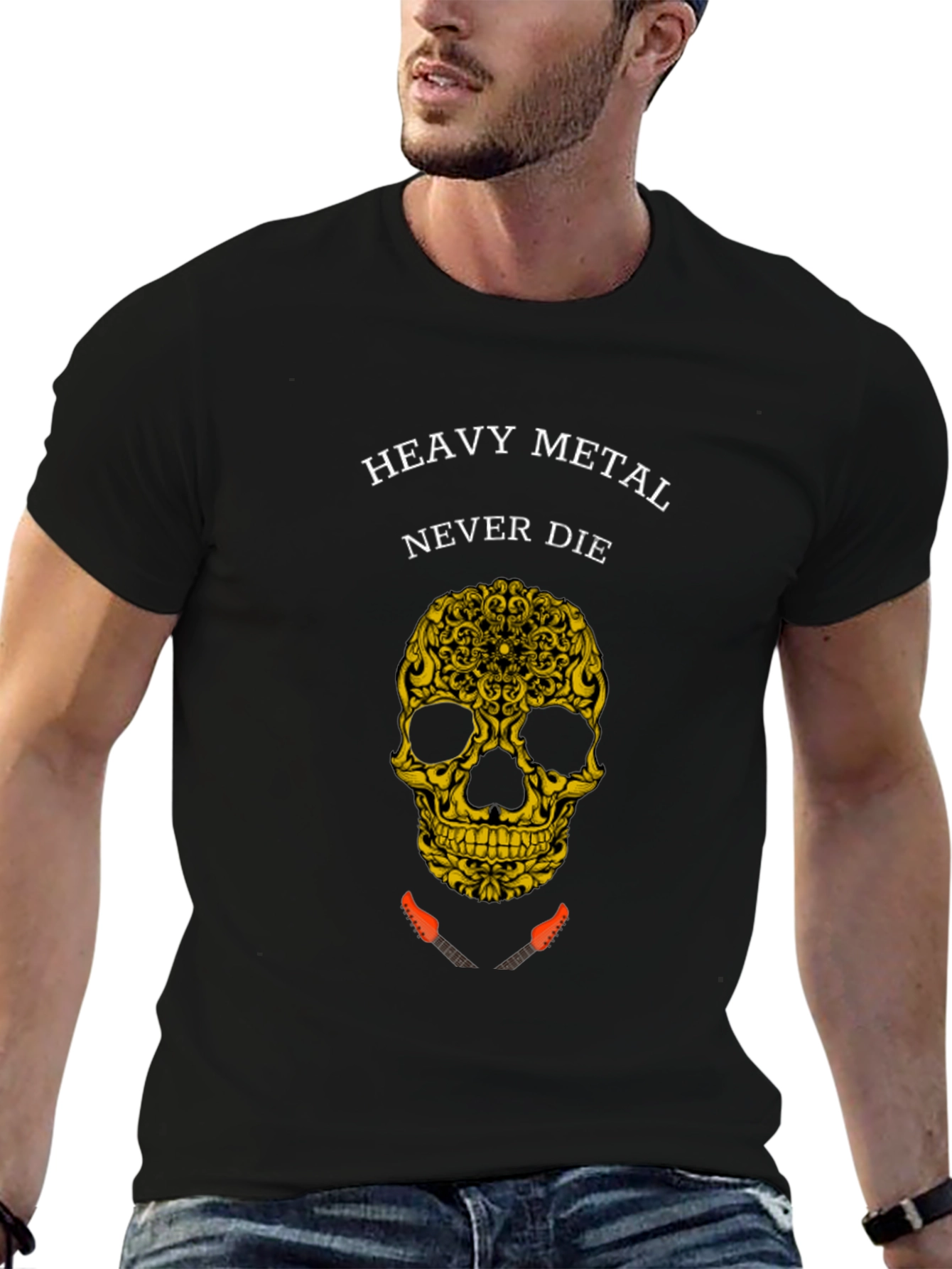 Heavy Metal Never Die Skull Graphic Tee