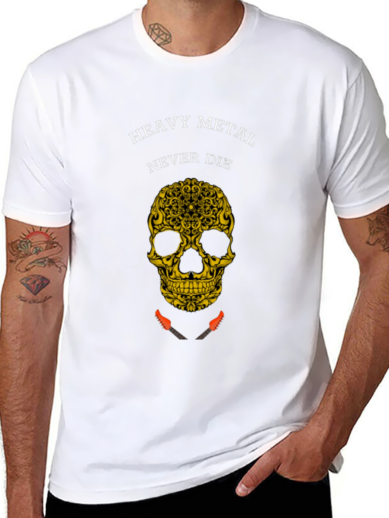 Heavy Metal Never Die Skull Graphic Tee