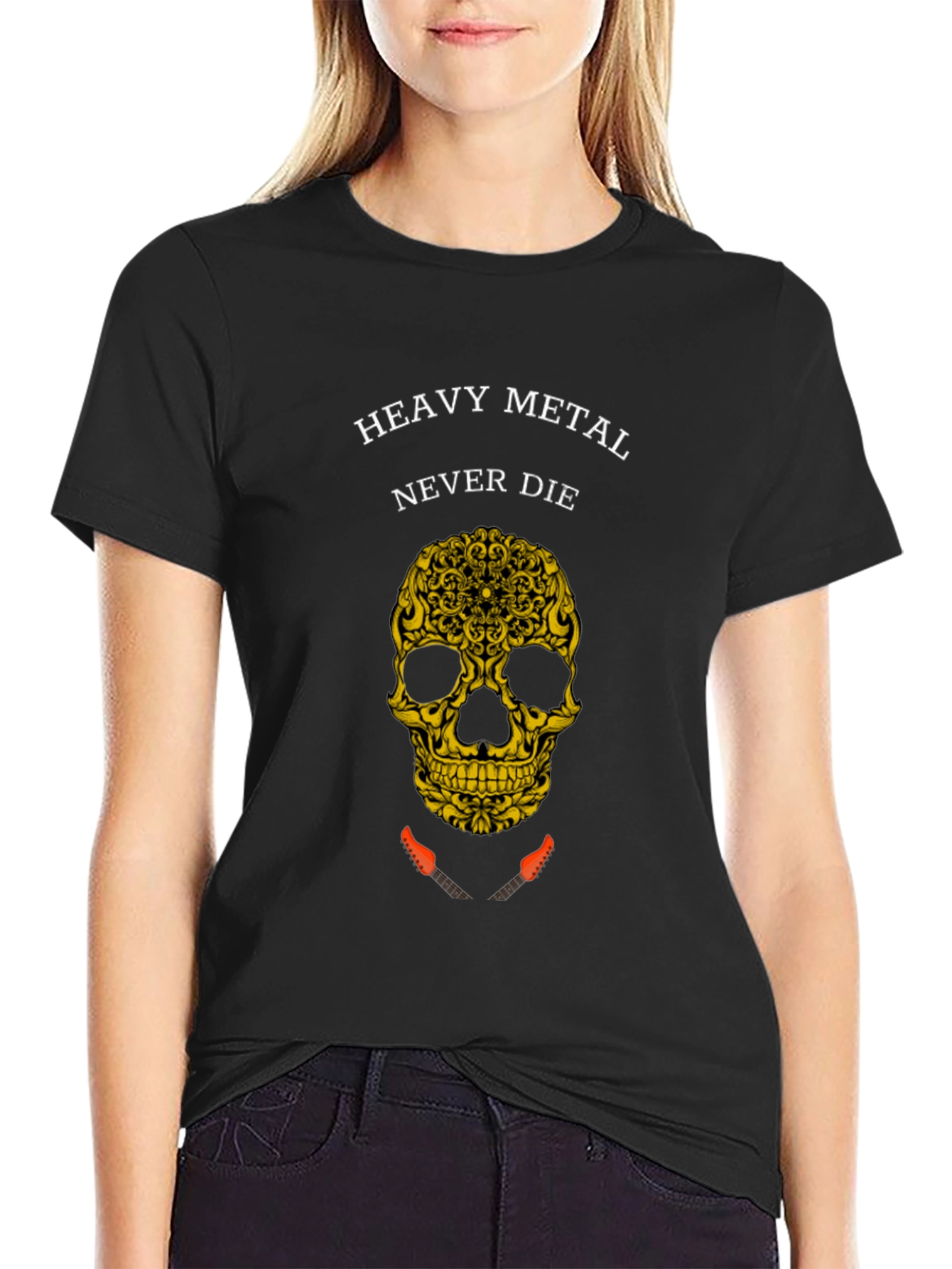 Heavy Metal Never Die Skull Graphic Tee