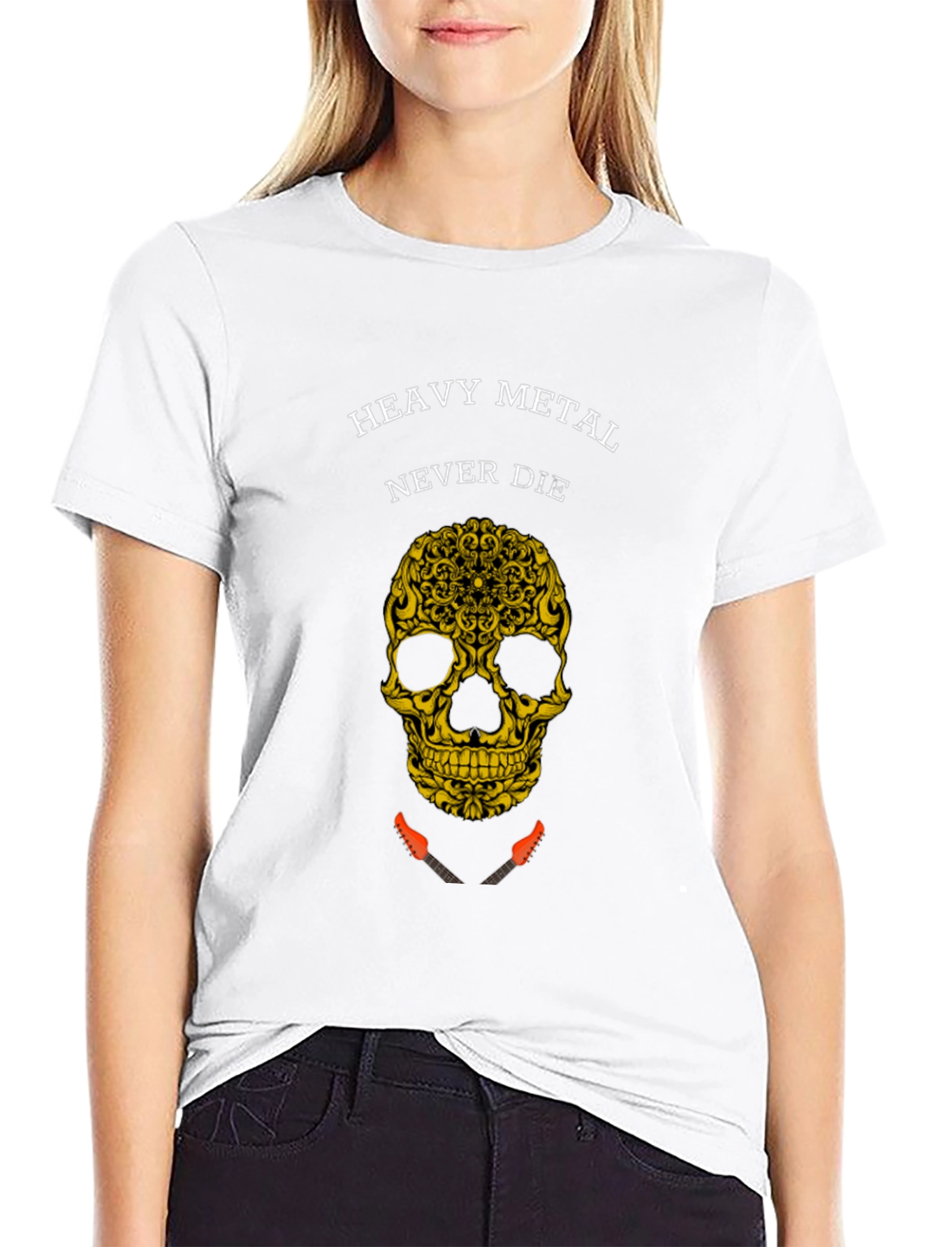 Heavy Metal Never Die Skull Graphic Tee