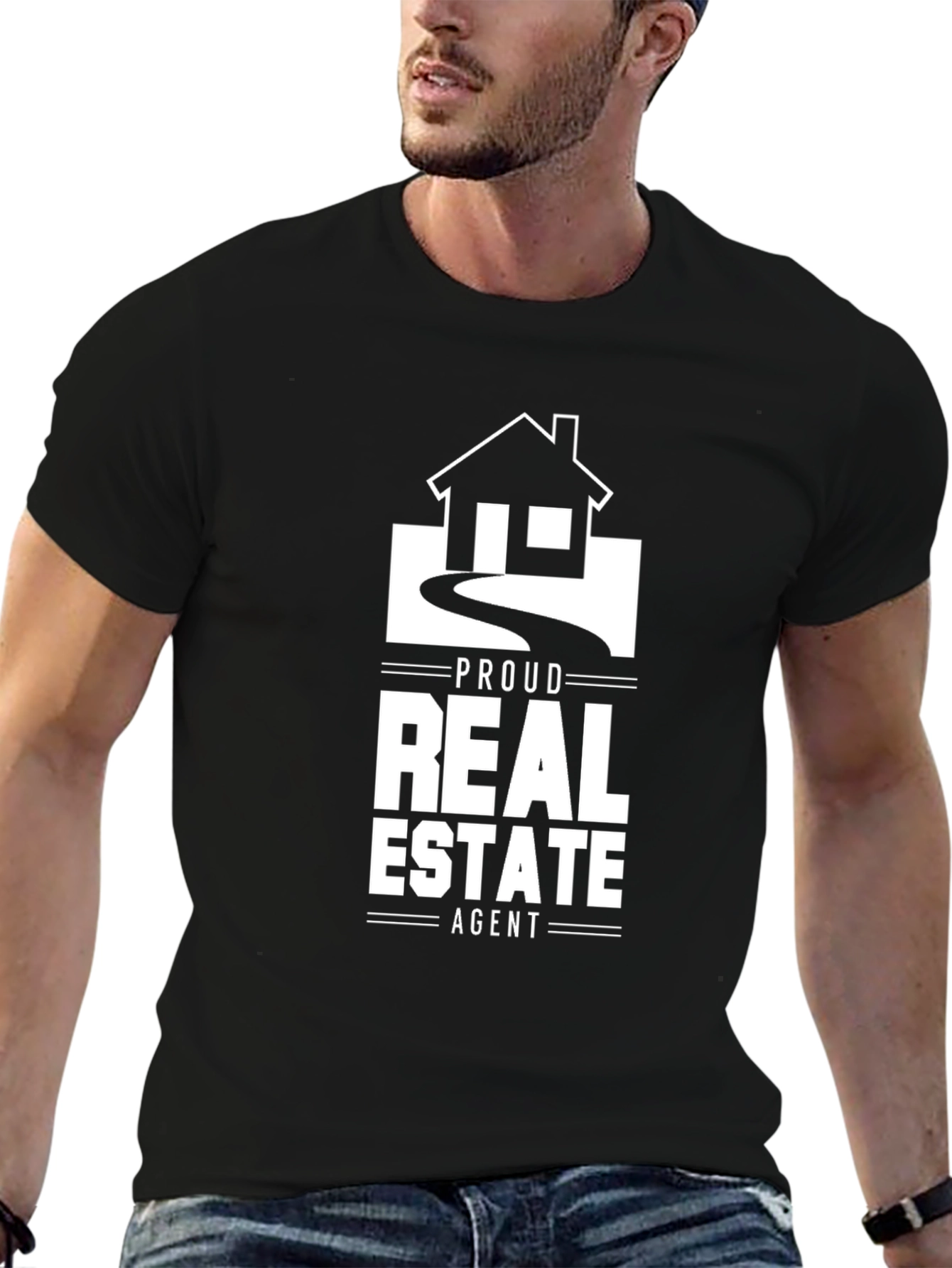 Proud Real Estate Agent Graphic Tee - Black Cotton