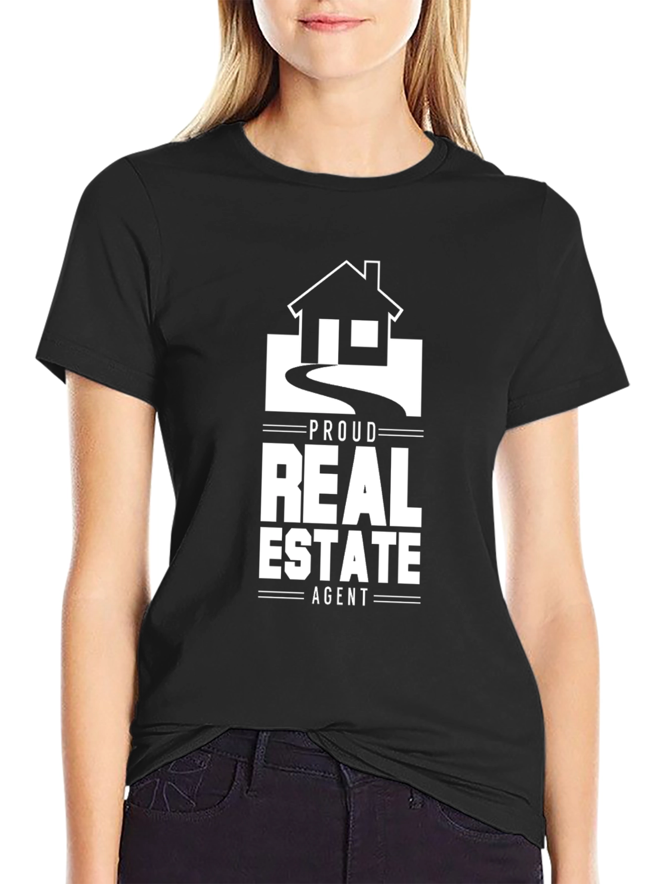 Proud Real Estate Agent Graphic Tee - Black Cotton