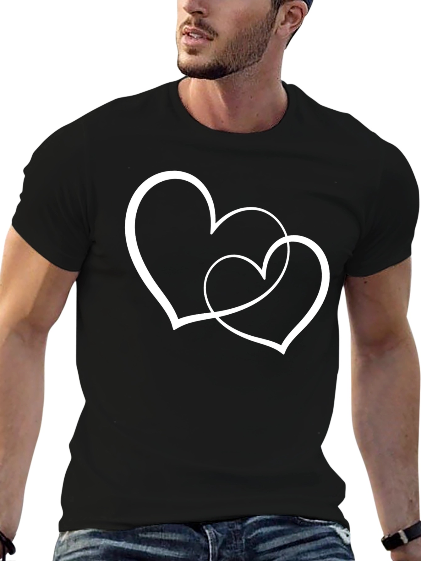 Two Hearts Intertwined Black T-Shirt