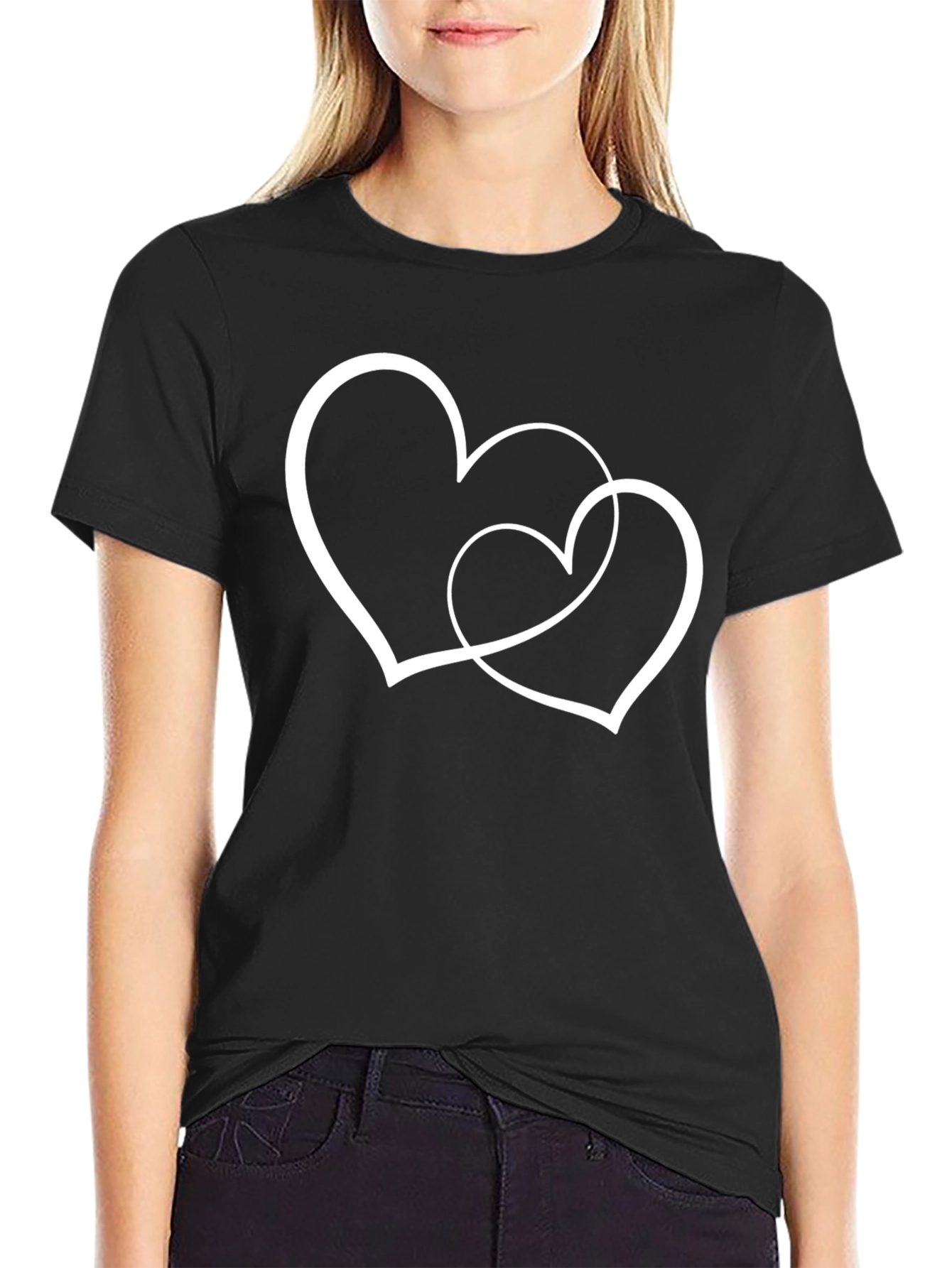 Two Hearts Intertwined Black T-Shirt