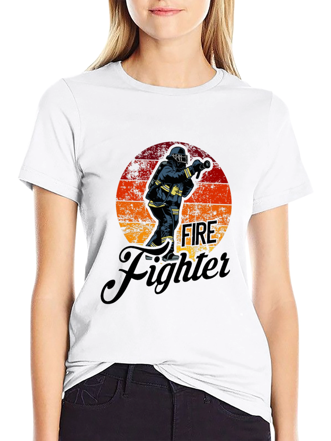 Firefighter Graphic Tee - Black Cotton T-Shirt