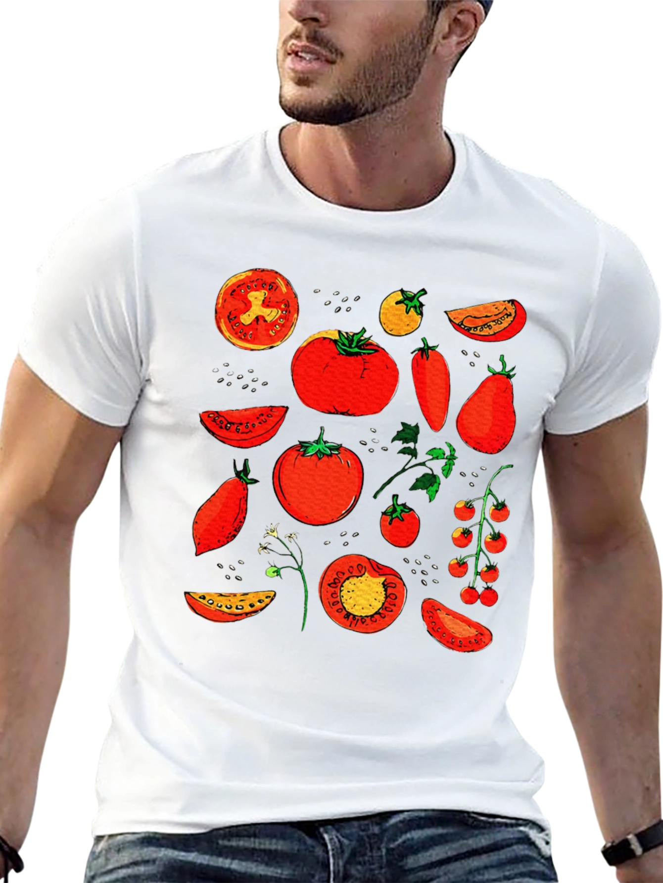 Tomato Variety Print Black T-Shirt
