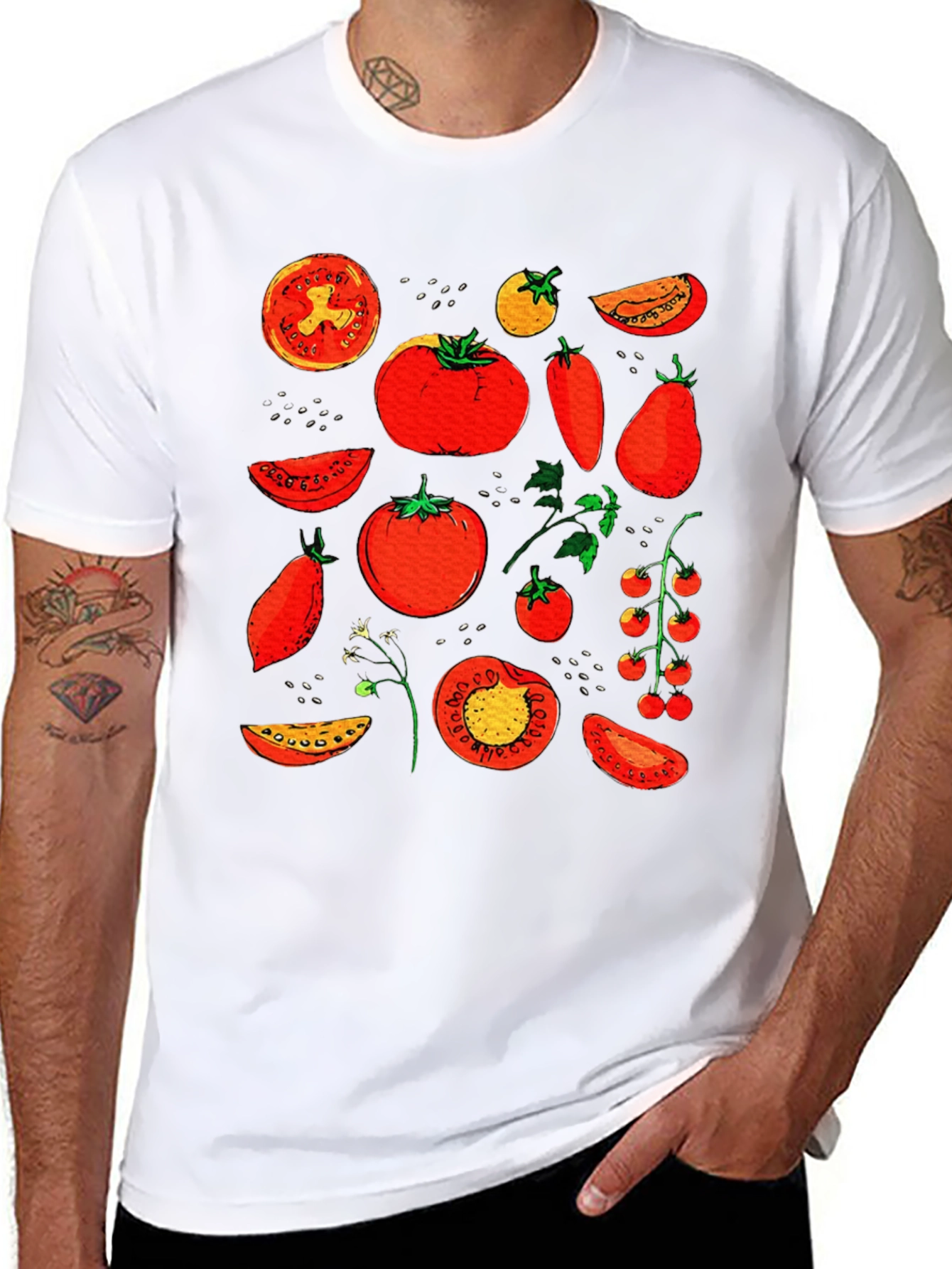 Tomato Variety Print Black T-Shirt