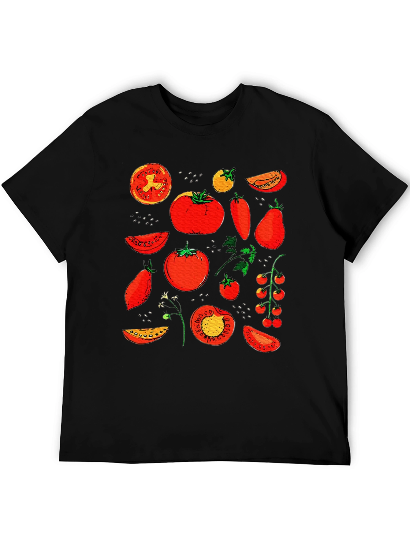 Tomato Variety Print Black T-Shirt