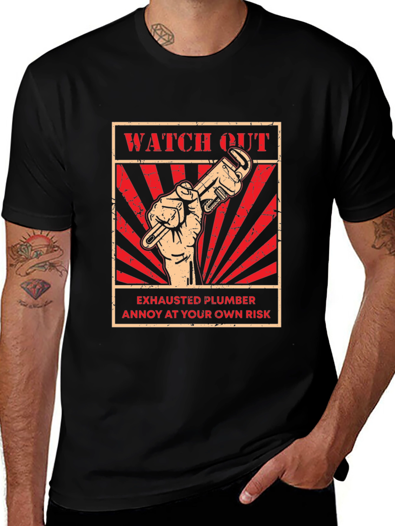 Watch Out Exhausted Plumber T-Shirt