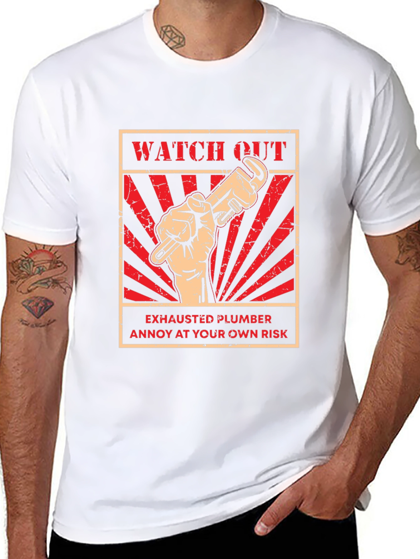 Watch Out Exhausted Plumber T-Shirt
