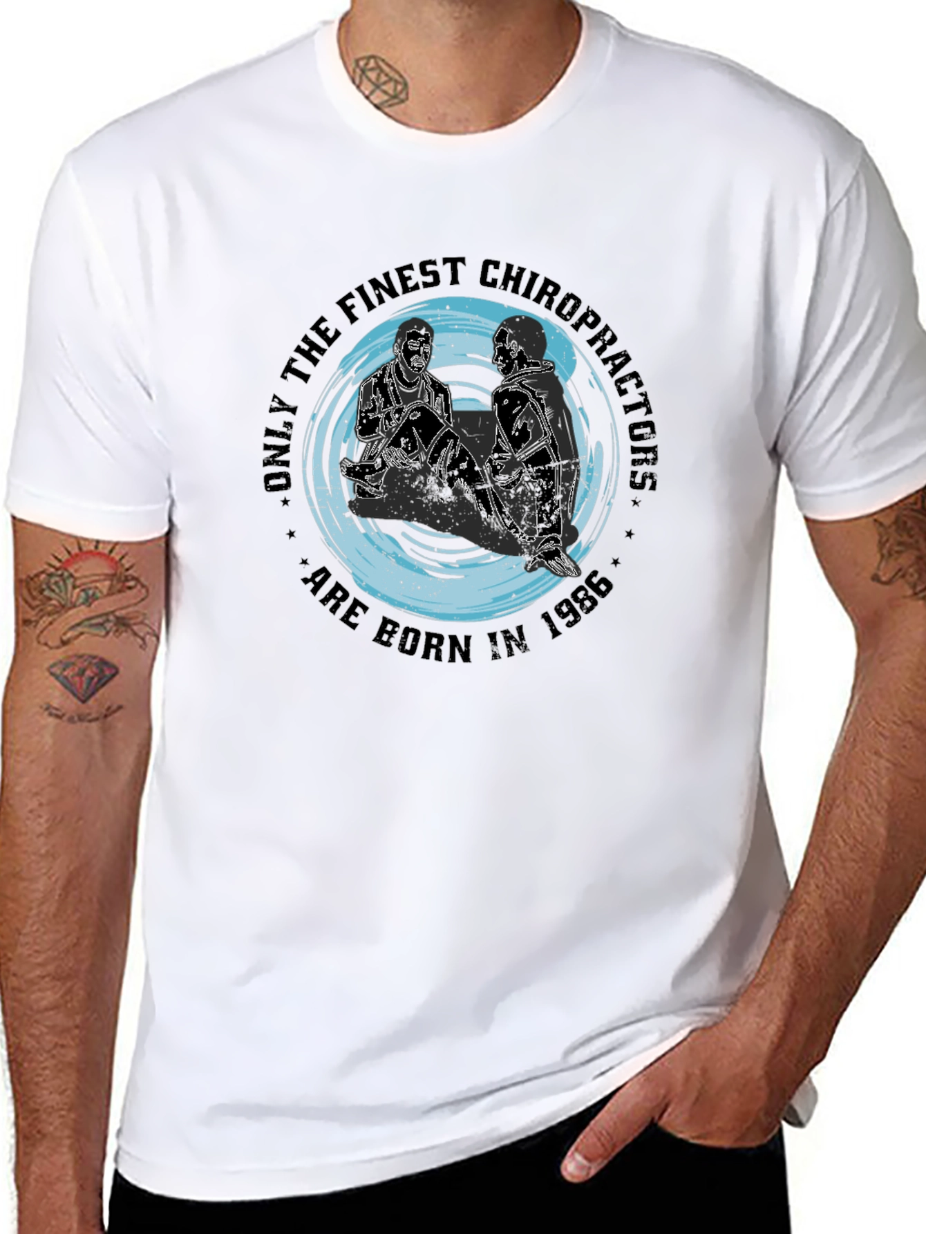 Finest Chiropractors Born in 1986 Black T-Shirt