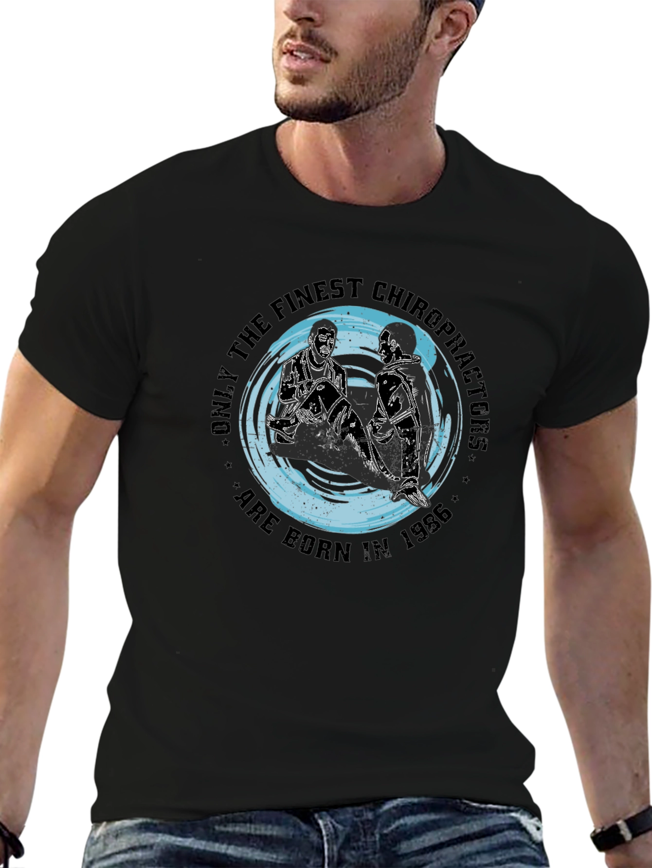 Finest Chiropractors Born in 1986 Black T-Shirt
