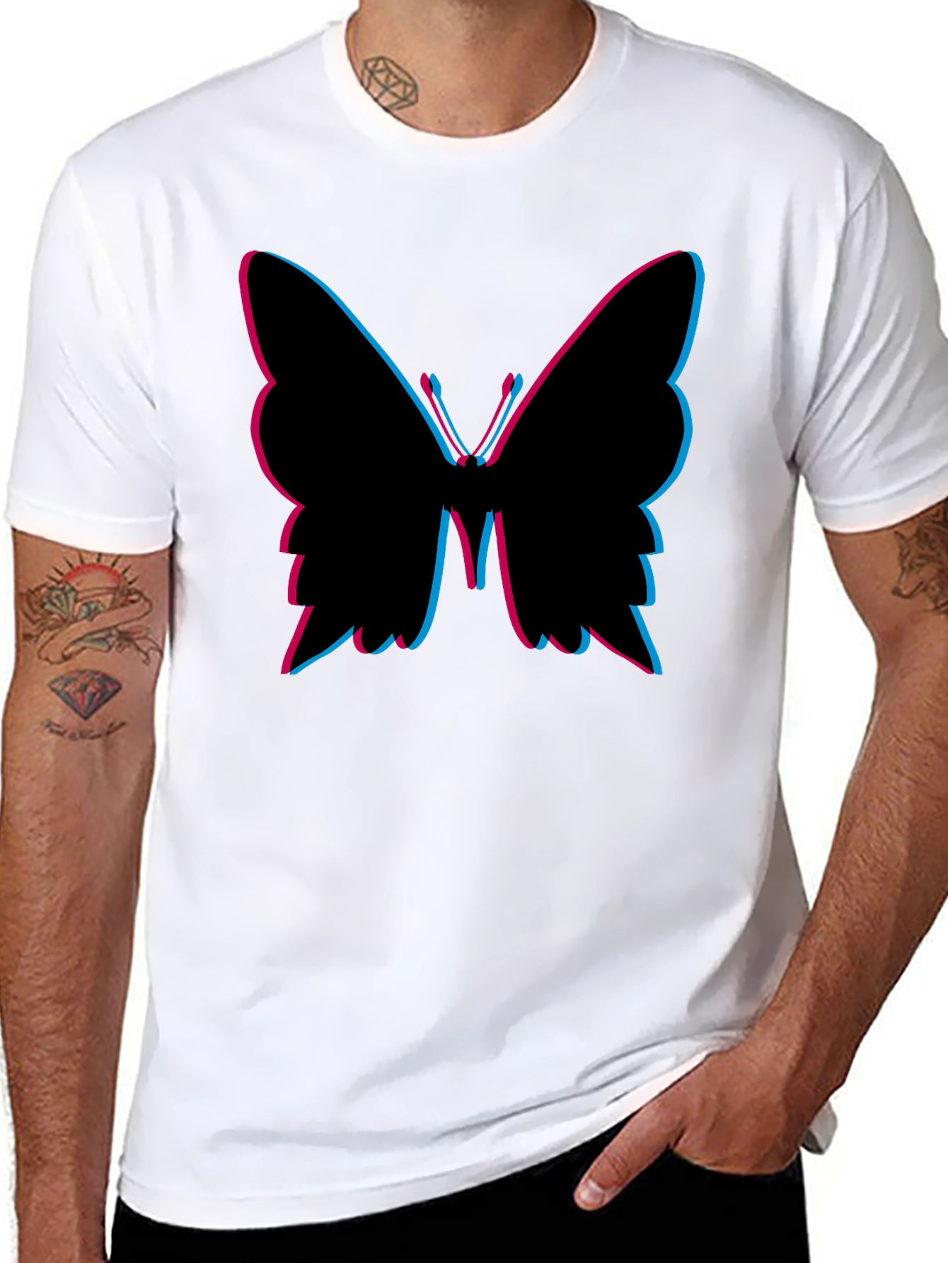 Butterfly Graphic Tee - Fashionable Black T-Shirt