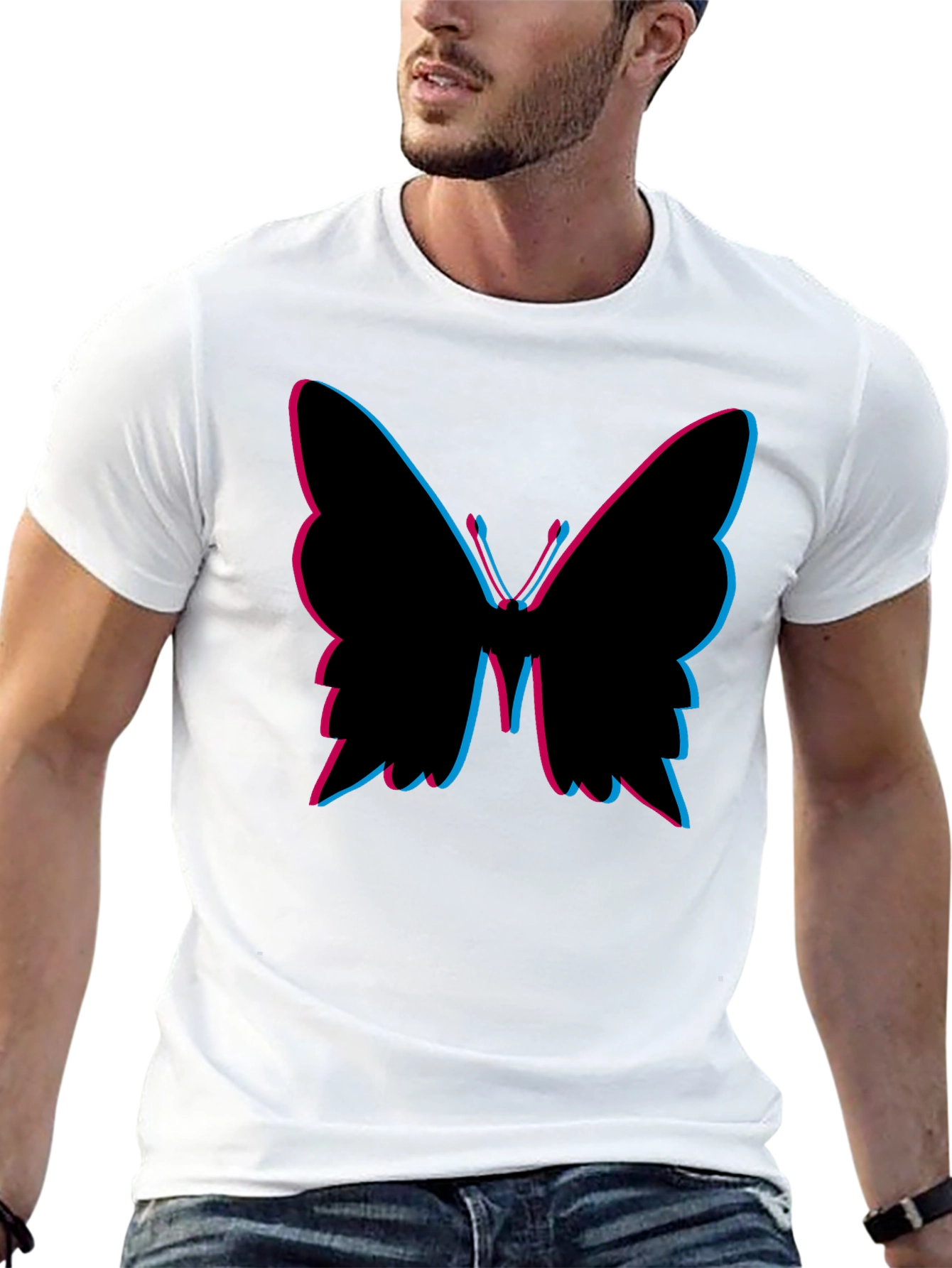 Butterfly Graphic Tee - Fashionable Black T-Shirt
