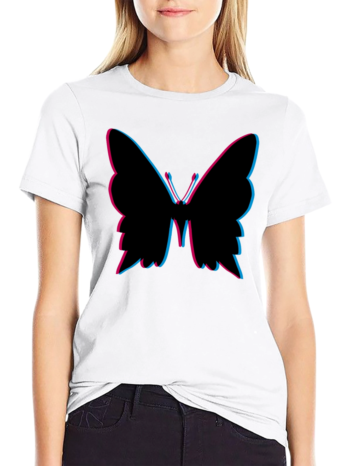 Butterfly Graphic Tee - Fashionable Black T-Shirt