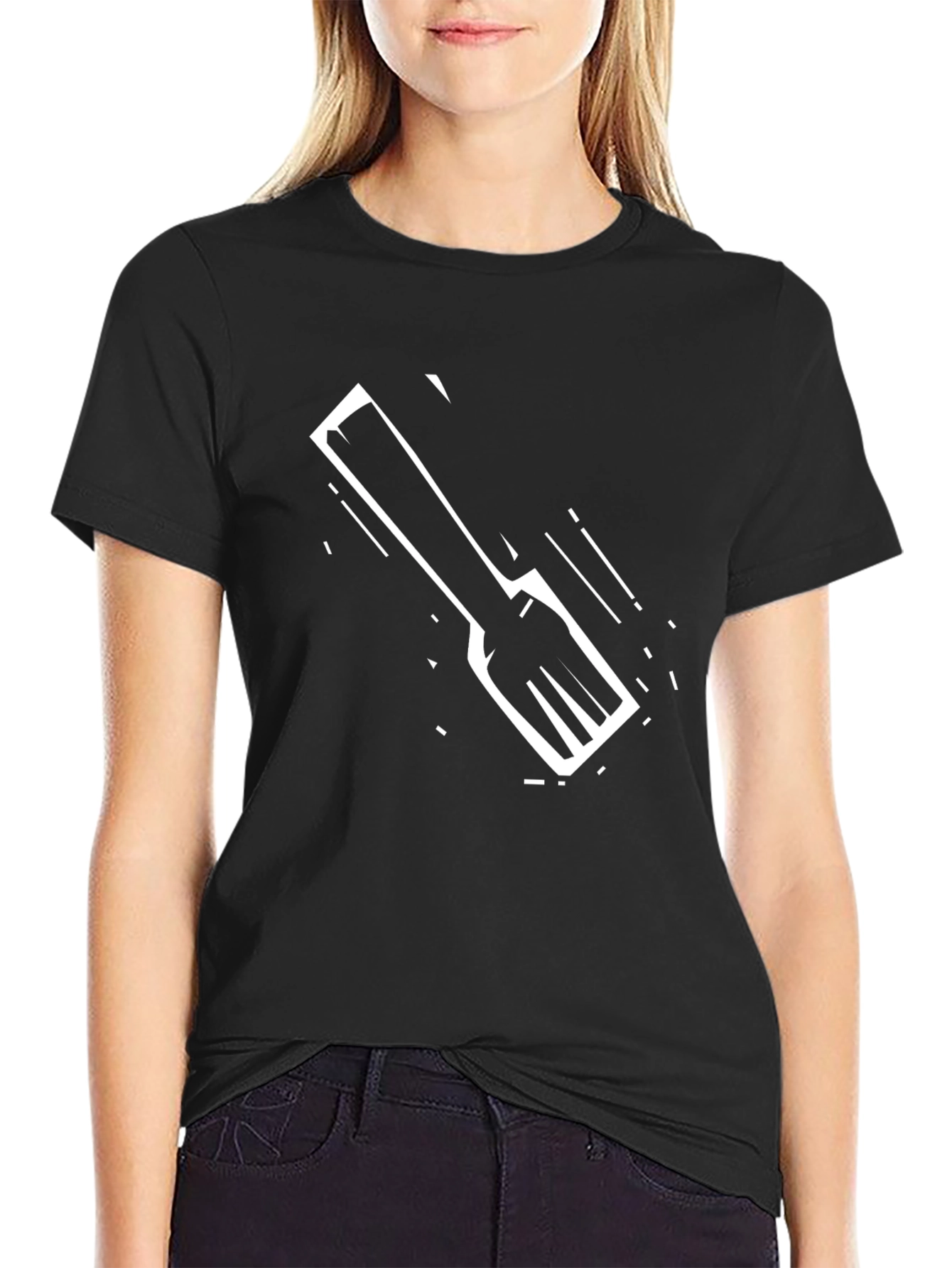 Fork Graphic Black T-Shirt - Modern Casual Tee