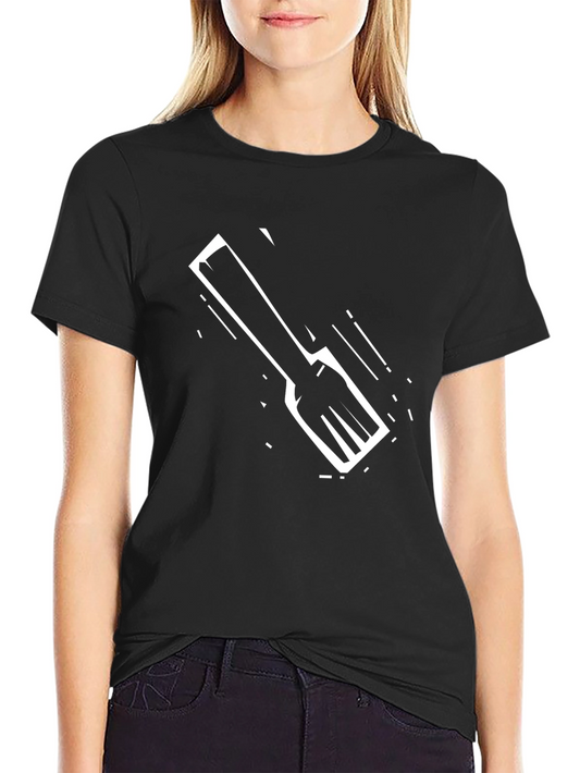 Fork Graphic Black T-Shirt - Modern Casual Tee