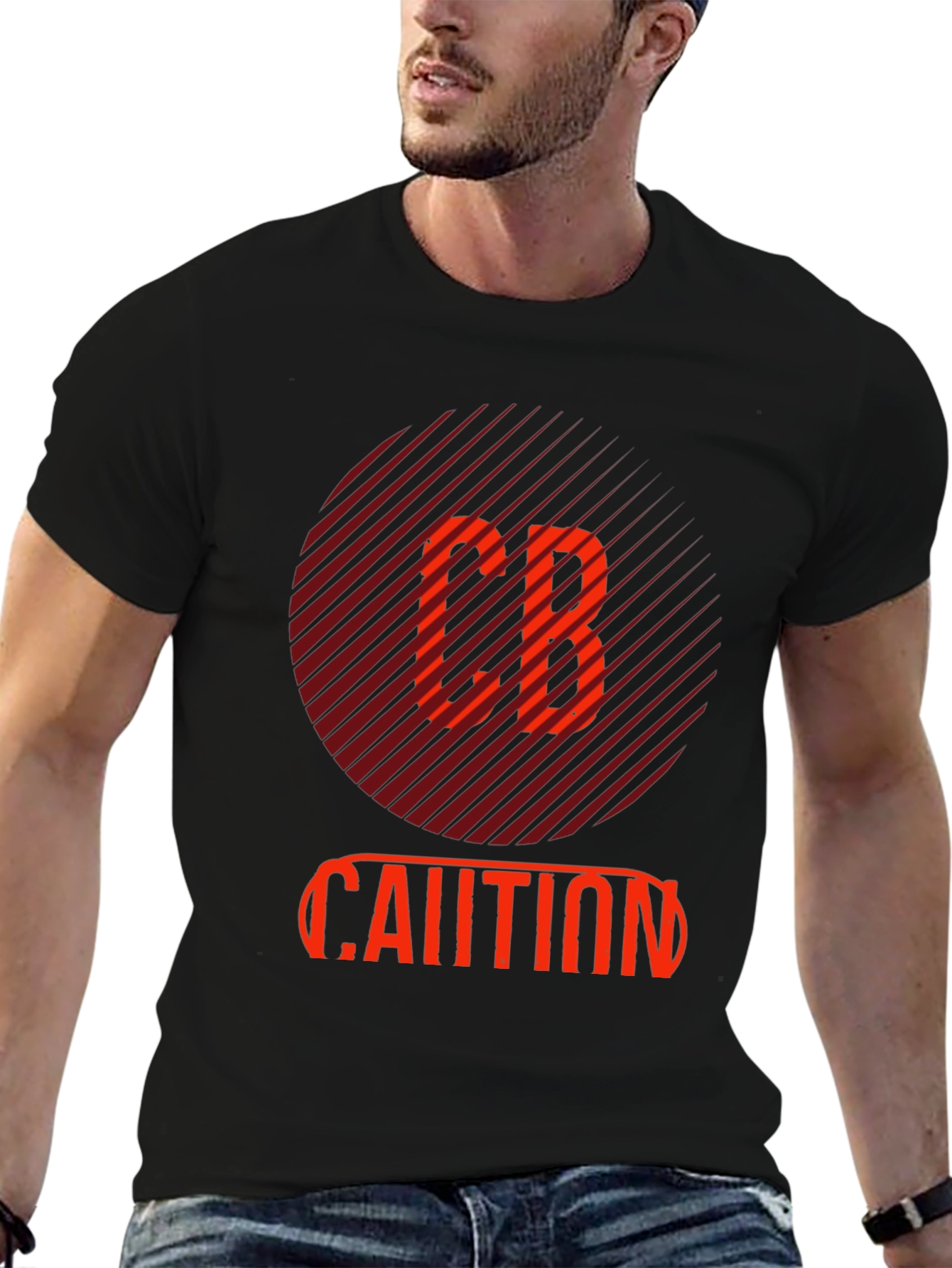 CB Caution Graphic Tee - Stylish Mens Black T-Shirt