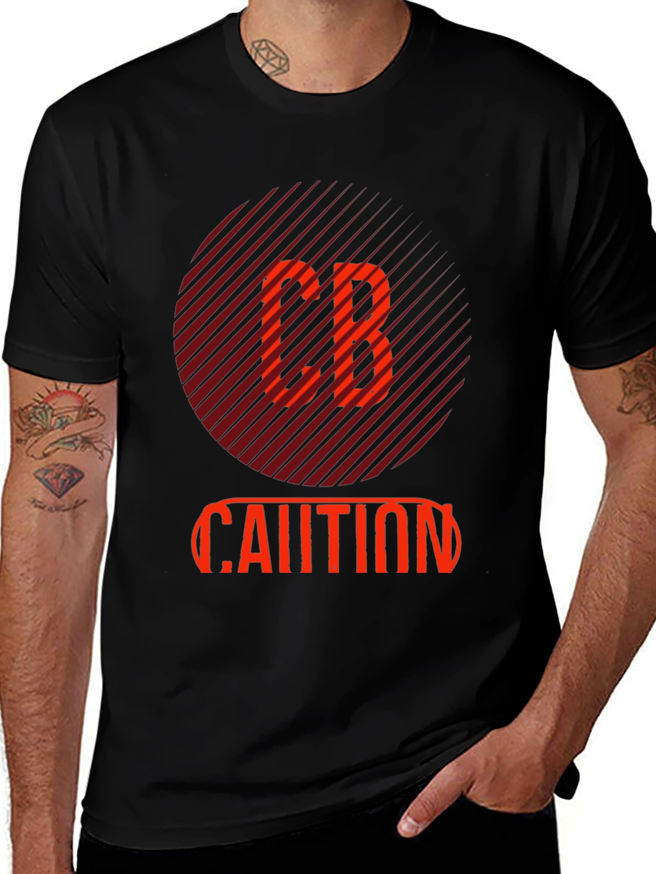CB Caution Graphic Tee - Stylish Mens Black T-Shirt