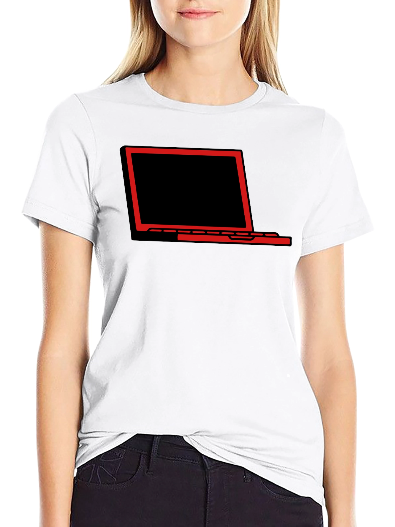 Laptop Graphic Tee - Black Stylish Casual T-Shirt