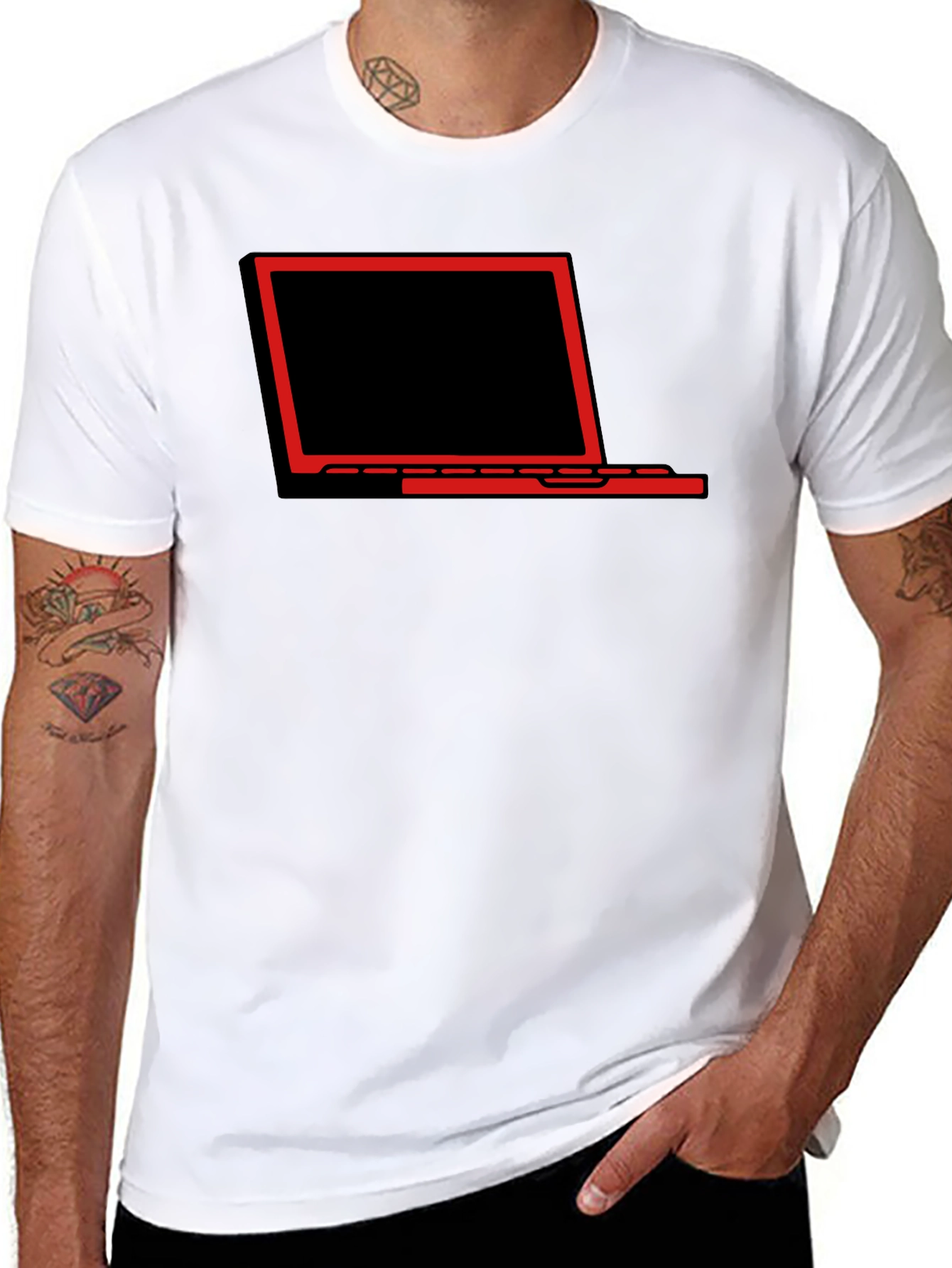 Laptop Graphic Tee - Black Stylish Casual T-Shirt