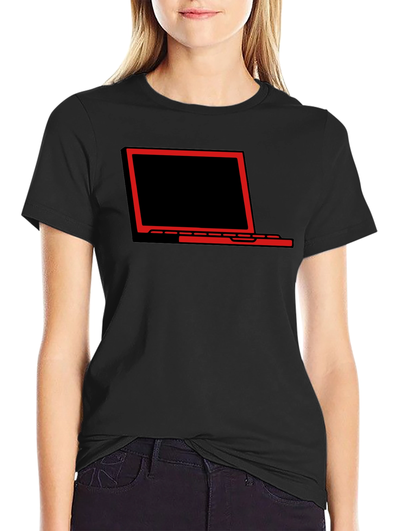 Laptop Graphic Tee - Black Stylish Casual T-Shirt