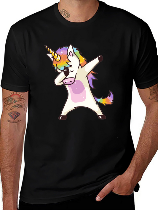 Dabbing Unicorn Graphic T-Shirt - Mens Black Tee