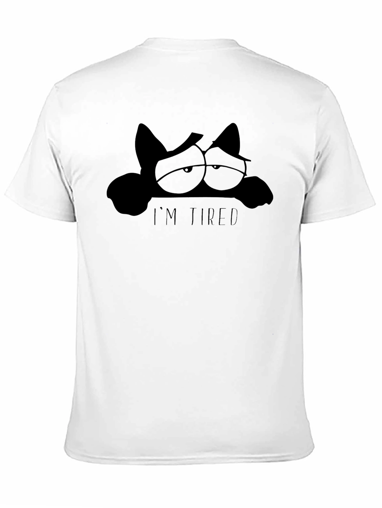Im Tired Cat Graphic Tee - Black Cotton T-Shirt
