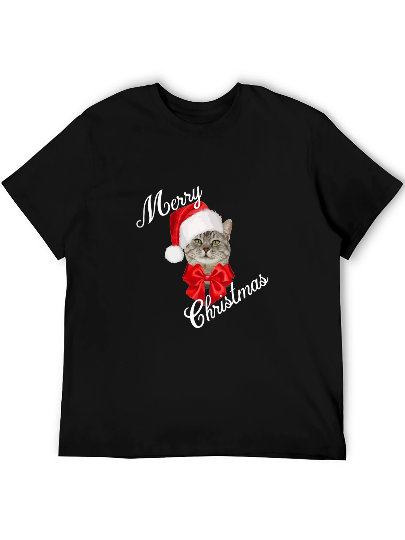 Merry Christmas Cat T-Shirt - Holiday Festive