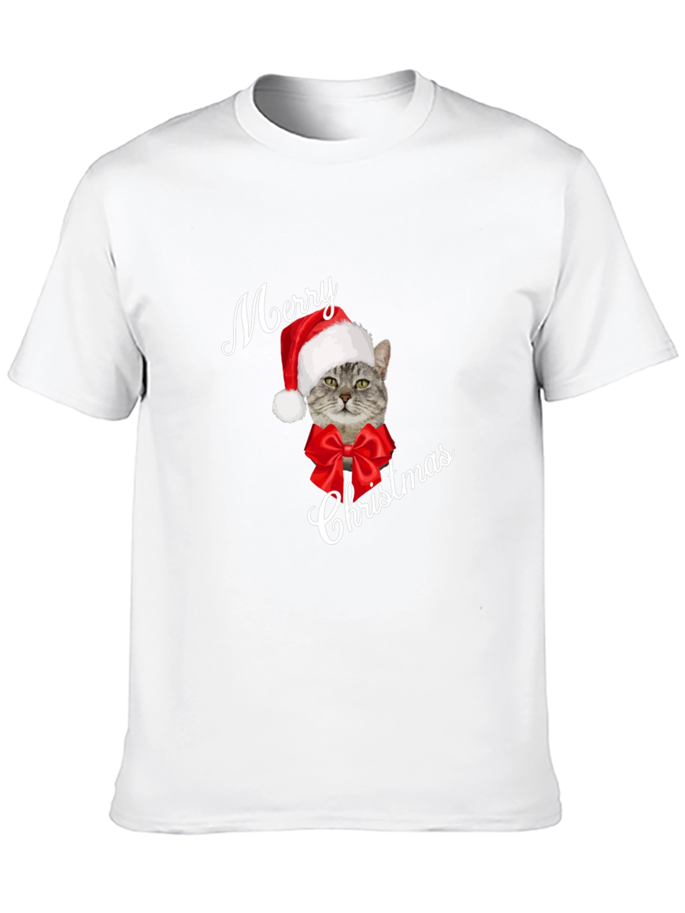 Merry Christmas Cat T-Shirt - Holiday Festive
