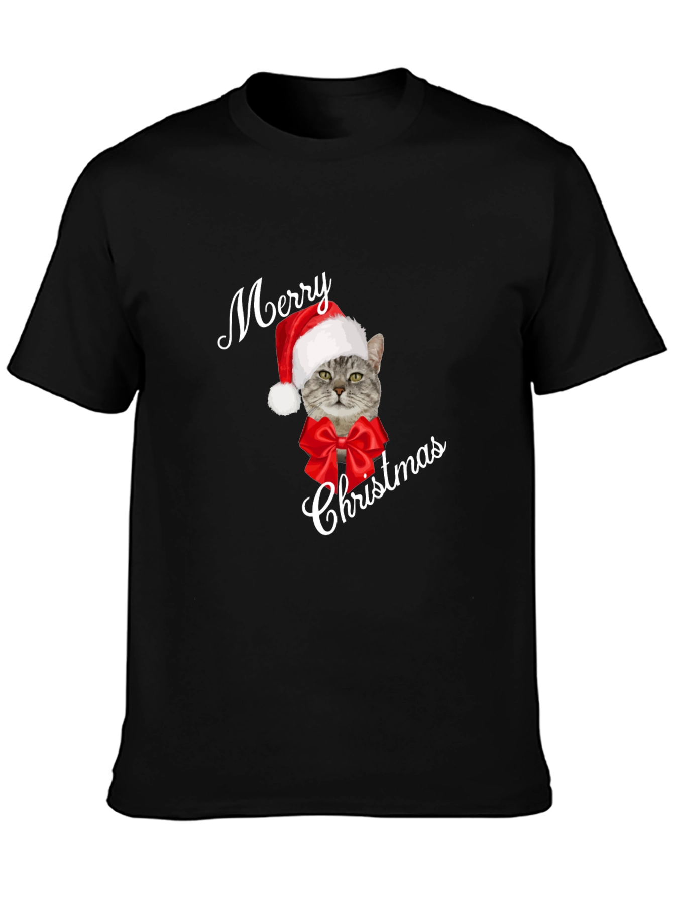 Merry Christmas Cat T-Shirt - Holiday Festive