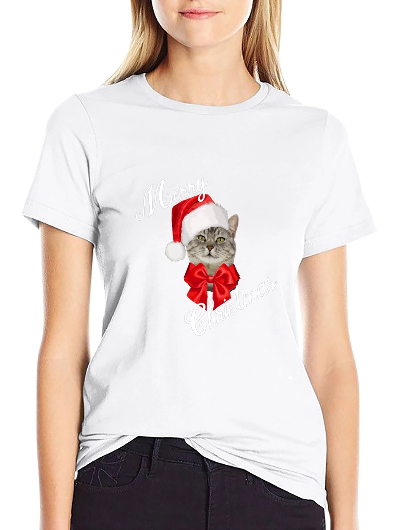 Merry Christmas Cat T-Shirt - Holiday Festive