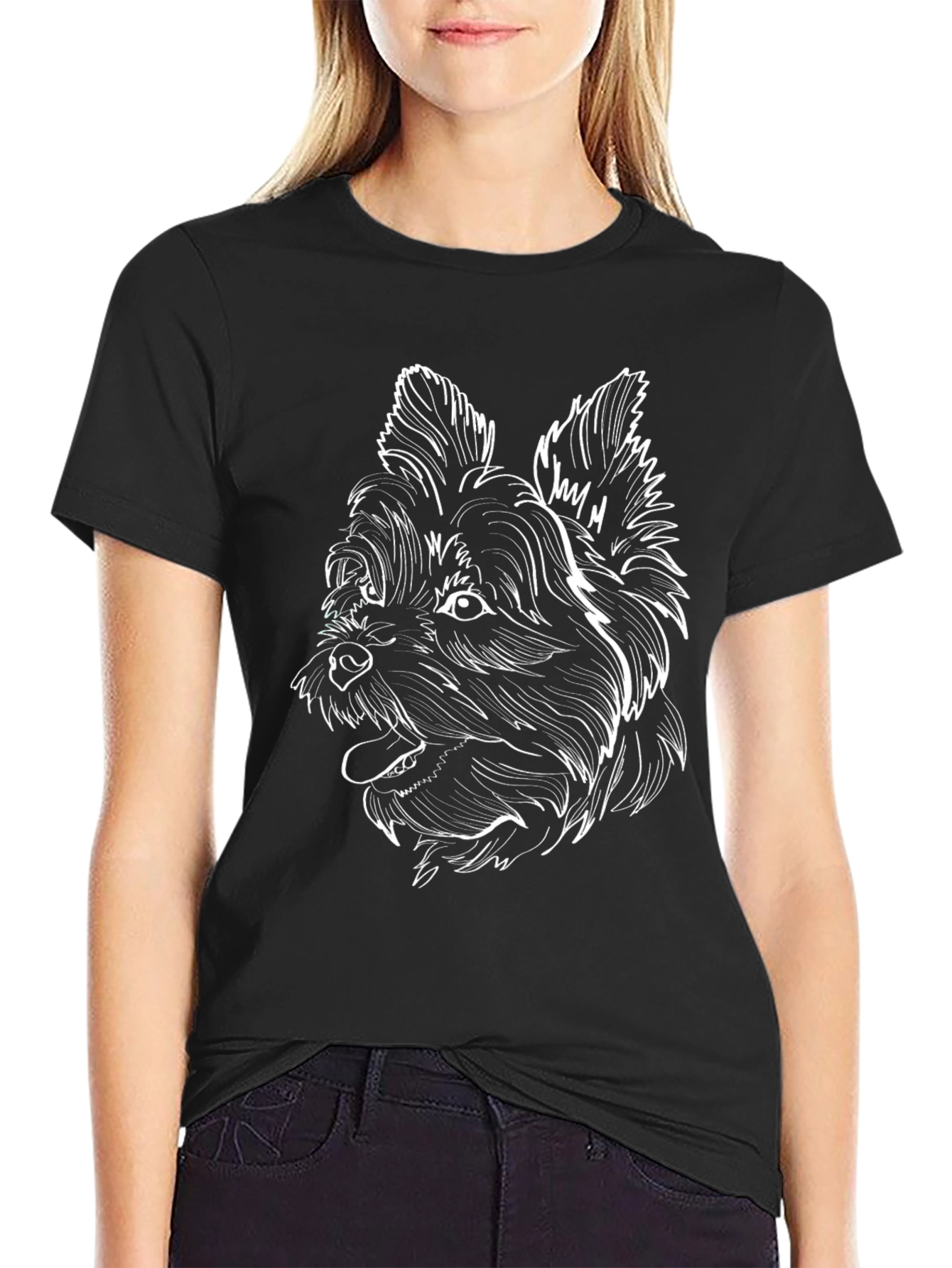 Dog Graphic Print Tee - Black