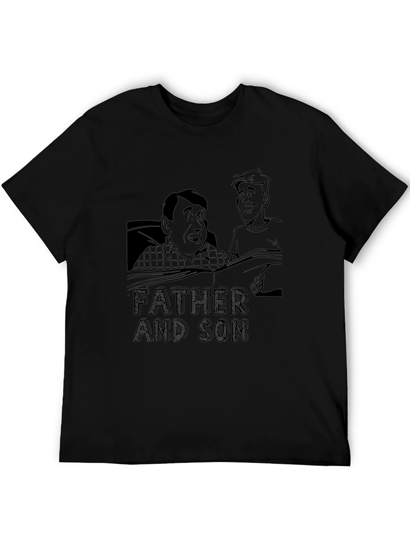 Father and Son Black Graphic Tee
