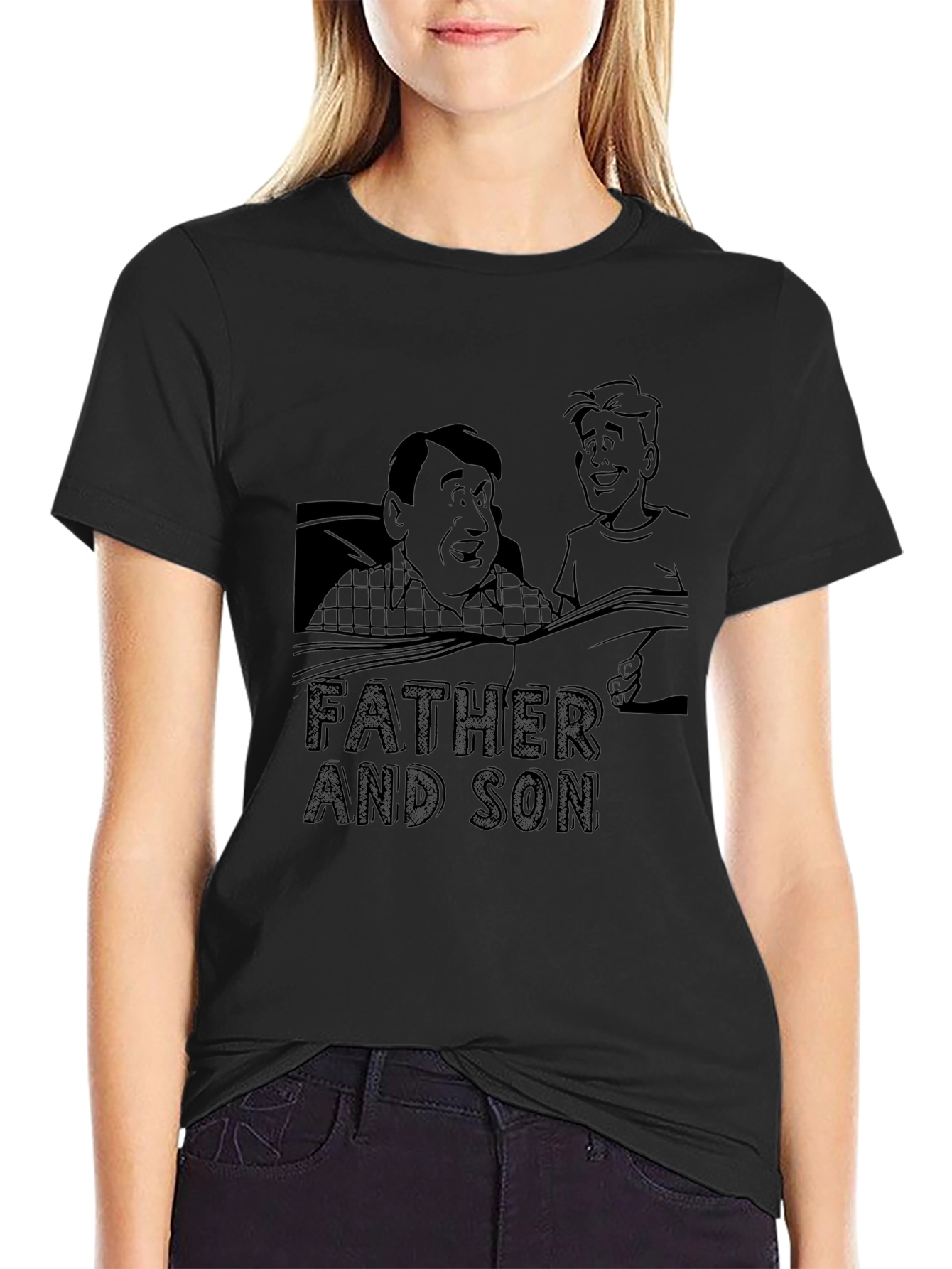 Father and Son Black Graphic Tee